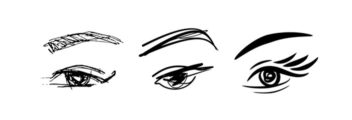 eyes hand drawing. make-up, vision.