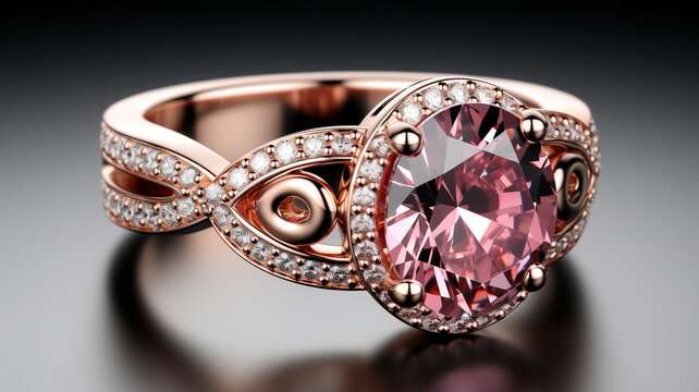 A Morganite and diamond ring, created with AI Generative Technology