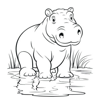 Hippopotamus Coloring Page - Coloring Book For Kids