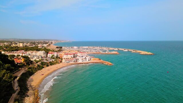 Aerial 4K drone footage of El Roc de Sant Gaiet&agrave;, a scenic location. Gorgeous little town with stunning views. It is located just outside of Tarragona.