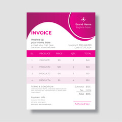 Modern abstract purple color invoice design vector template.