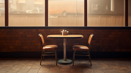 Fototapeta premium Empty restaurant table background, created with AI Generative Technology