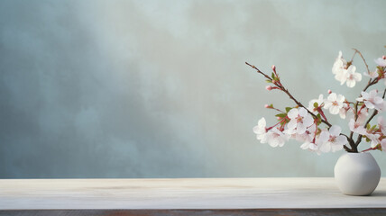 Spring themed empty table background, created with AI Generative Technology