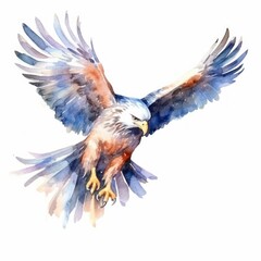 Superniedliche Wasserfarben-Illustration eines Adlers, Clipart auf weißem Hintergrund, Generative AI