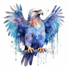 Fototapeta premium Superniedliche Wasserfarben-Illustration eines Adlers, Clipart auf weißem Hintergrund, Generative AI