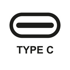 USB Type-C connector icon, USB Type-C connector icon modern flat style isolated on white background.