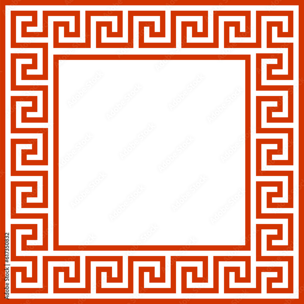 Poster square frame meander ansient pattern