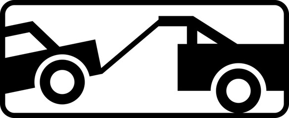 Obraz premium Towed vehicle sign vector. Warning road sign.