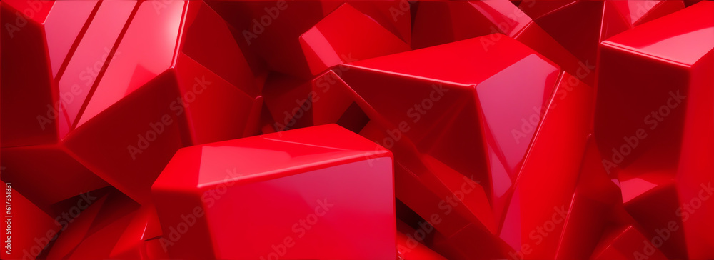 Poster Abstract composition of red 3d cubes from Generative AI