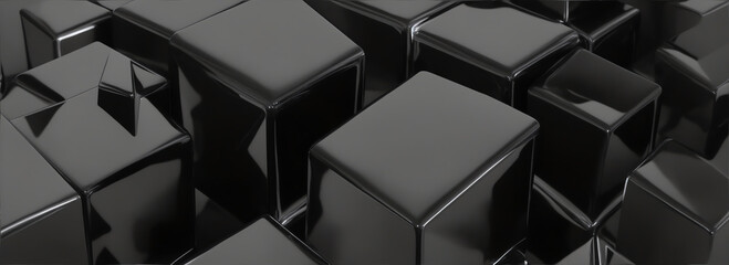 Abstract composition of black 3d cubes from Generative AI
