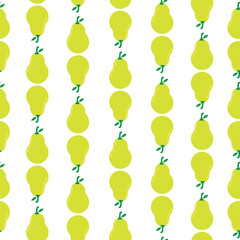 White Autumn fruits seamless vector background with yellow pears.