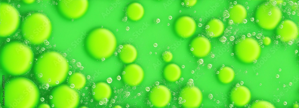 Poster green liquid with bubbles texture background from generative ai