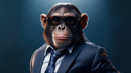 Fototapeta premium Funny monkey in a suit with sunglasses