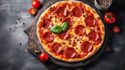 Traditional italian pizza. Delicious taste pepperoni pizza. Generative AI