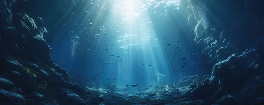 Sea or ocean underwater photo, generative ai