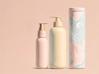 3d hydrating moisturizer banner ads. Illustration of a skincare bottle displayed on the podium floating on the wavy ripple water background.