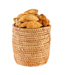 almonds in basket isolated on transparent png