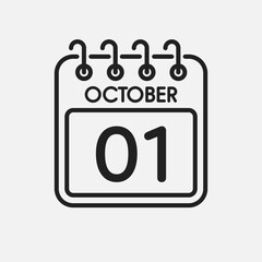 Icon page calendar day - 1 October
