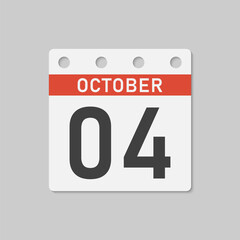 Fototapeta premium Icon page calendar day - 4 October