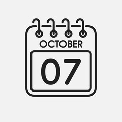 Icon page calendar day - 7 October