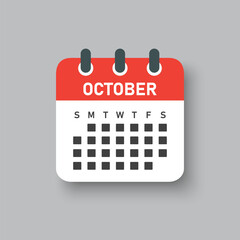Vector template icon page calendar, month October
