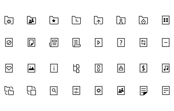 Simple Set Related Vector Line Icons Of Folders. Contains such Icons as Storage, Sync, Network Folder and more.