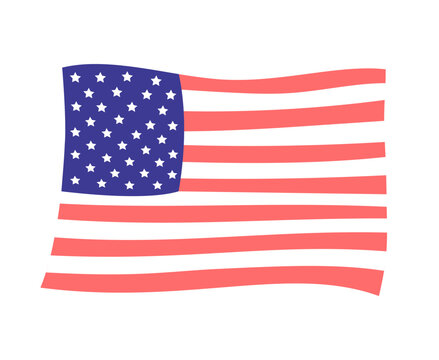 American flag flying semi flat colour vector object. 4th of july national flag. USA nation. Editable cartoon clip art icon on white background. Simple spot illustration for web graphic design