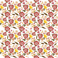 Delicate seamless doodle flowers textile print ,hand drawn, vector. Floral fashion pattern.Floral fabric pattern 