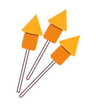 Rocket fireworks semi flat colour vector object. Feuerwerk rakete. US holiday pyrotechnics. Editable cartoon clip art icon on white background. Simple spot illustration for web graphic design