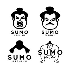 Sumo set collection mascot logo icon design illustration
