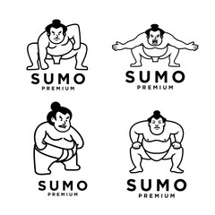 Sumo set collection mascot logo icon design illustration - obrazy, fototapety, plakaty