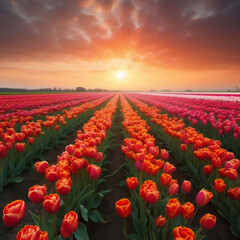 field of tulips and sky