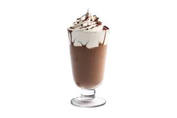 Foto op Plexiglas Chocolate frappe on top whipped cream isolated on transparent background. Generative Ai © Areerat