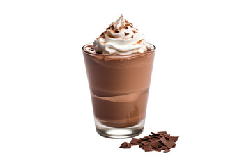 Chocolate frappe on top whipped cream isolated on transparent background. Generative Ai