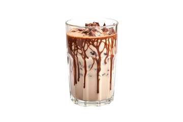 Iced chocolate in glass isolated on transparent background. Generative Ai