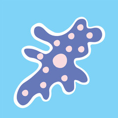 flat cartoon amoeba in vector. unicellular organism for prints and design. animals for kids in flat style. minimalist icons for web site stickers application. Animal world series.