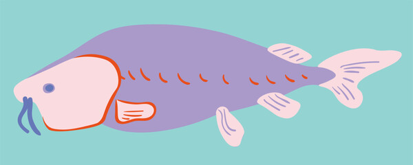 flat cartoon fish in vector.river and sea fish for prints and design.characters for kids in flat style.minimal icons for web site stickers app.Sea animals series.
