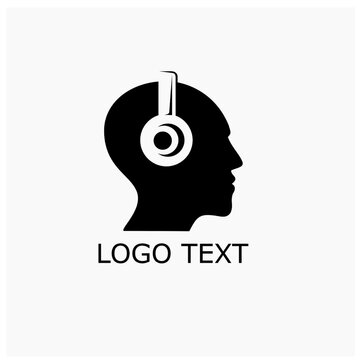 Head with headphones icon illustration isolated vector sign symbol