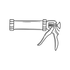 Obraz premium Vector hand drawn caulking gun, silicone gun isolated on white background