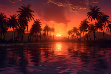 Obraz na płótnie Canvas sunset on the beach. Generative AI 