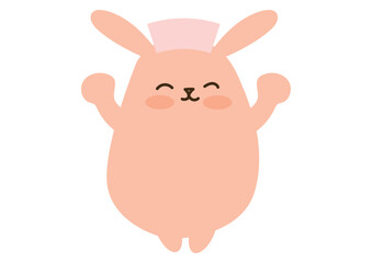 笑顔のかわいいうさぎ、頑張る、ナースキャップ