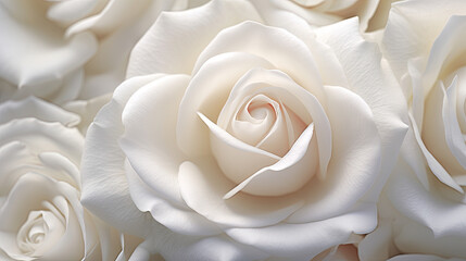 soft white roses wedding romance close up - by generative ai