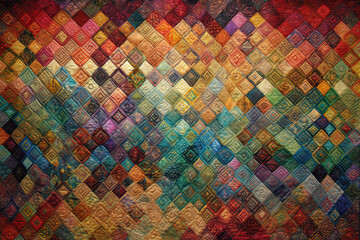 Texture of colorful patchwork or tapestry , handmade. Generative AI. - obrazy, fototapety, plakaty