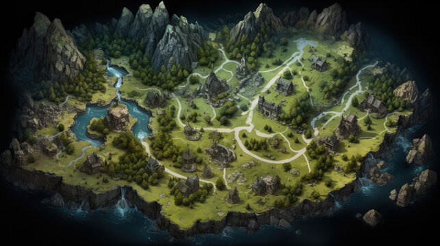 mountain landscape rpg map asset fantasy - by generative ai