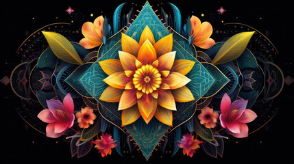 floral fractal sacred geometry blossom - by generative ai