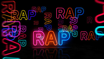 Rap battle music neon light 3d illustration