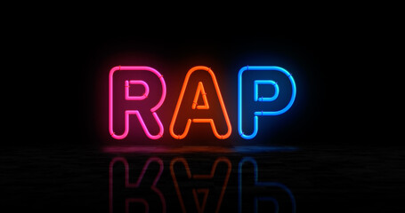 Rap battle music neon light 3d illustration