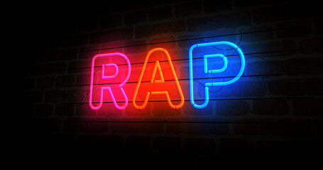 Rap battle music neon light 3d illustration
