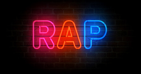 Fototapeta na wymiar Rap battle music neon light 3d illustration