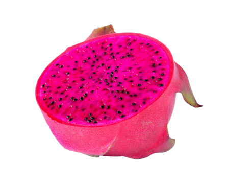 half of dragon fruit isolated on transparent png